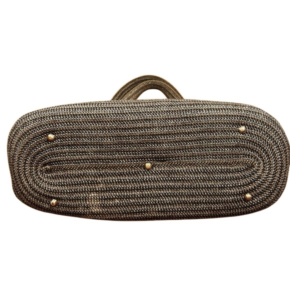 Eric Javits Purse Shenia Squishee Brown Gold Metallic Woven Tote Bag Fall - Picture 5 of 14